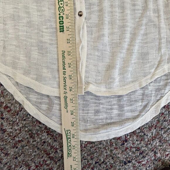 Free People Beach Ivory Textured Gauze Long Sleeve Button Up Shirt Size S - Picture 8 of 14